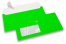 Neon Briefumschläge - Grün, mit Fenster 45 x 90 mm, Fensterposition 20 mm von der Linkerseite und 15 mm von unten | PIT Packaging.de | Briefumschlaegebestellen