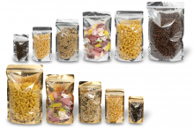 Metallic transparente Standbodenbeutel - Gold metallic und Silber metallic | PIT Packaging.de | Briefumschlaegebestellen