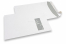 Fensterumschläge, Weiss, 220 x 312 mm (EA4), Fenster rechts 40 x 110 mm, Fensterposition 20 mm von rechts und 50 mm von oben, 120 Gramm, haftkleberverschluß  | PIT Packaging.de | Briefumschlaegebestellen