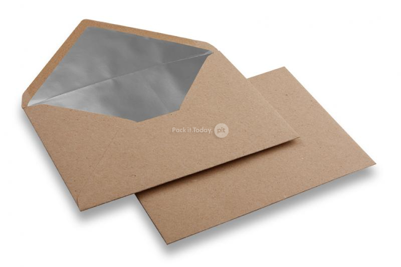 Briefumschläge aus Kraftpapier mit Innenfutter - 114 x 162 mm (C 6) Silber