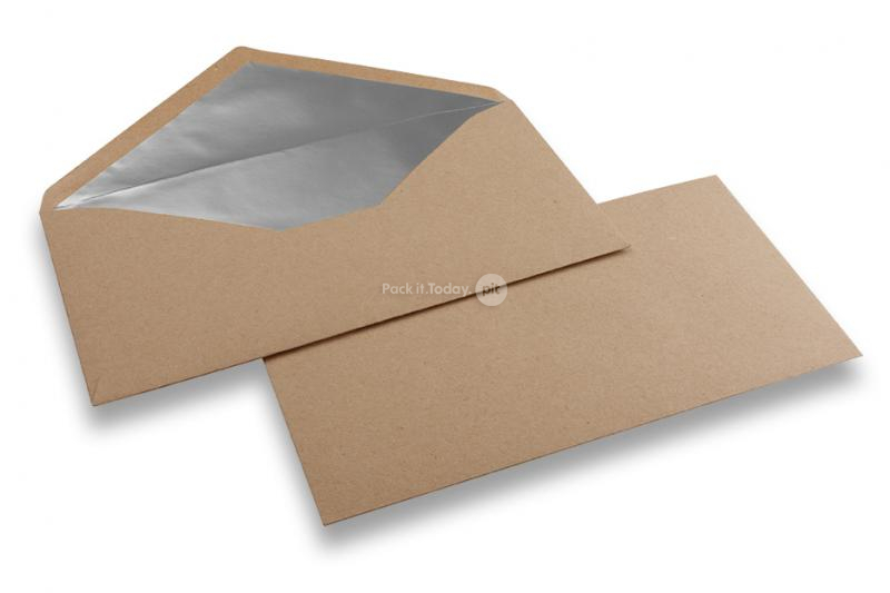 Briefumschläge aus Kraftpapier mit Innenfutter - 110 x 220 mm (EA 5/6) Silber