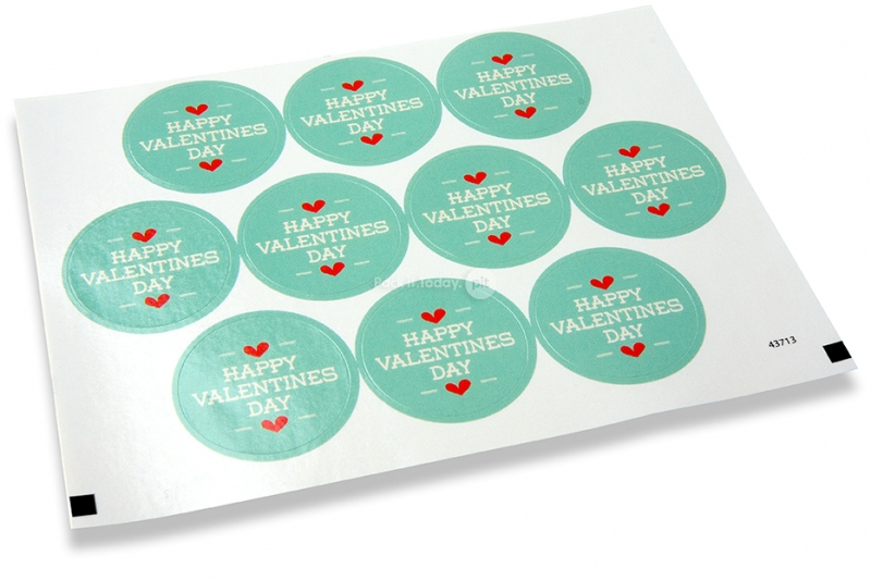 Liebe-Verschlusssiegel - happy valentine's day hellblau mit rosa Herzen