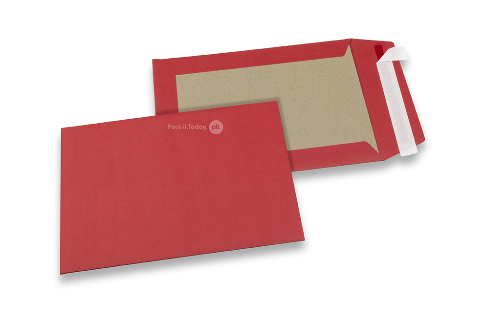 Papprückwandtaschen farbig - Rot, 162 x 229 mm