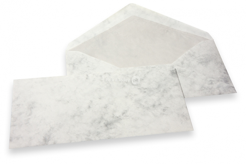 Marmor Briefumschläge - 110 x 220 mm, Marmor Grau, Innenfutter Grau