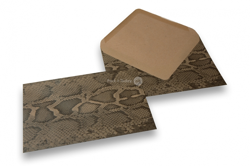 Briefumschläge mit Tiermotiv - Braunes Kraftpapier, Schwarz, Schlangendruck