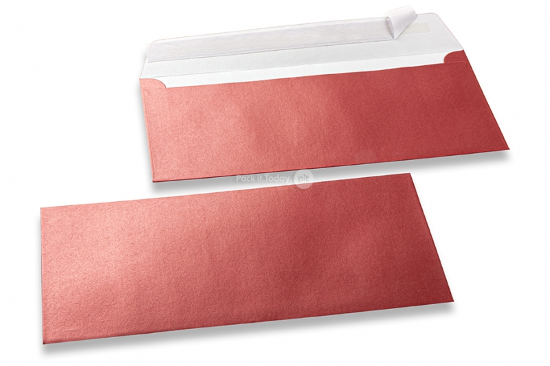 Rote Briefumschläge mit Perlmutteffekt - 110 x 220 mm