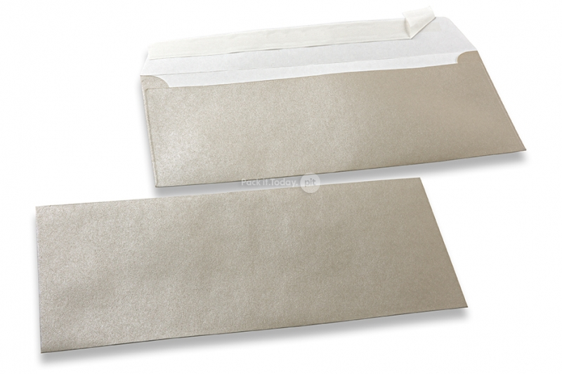 Silberfarbene Briefumschläge mit Perlmutteffekt - 110 x 220 mm