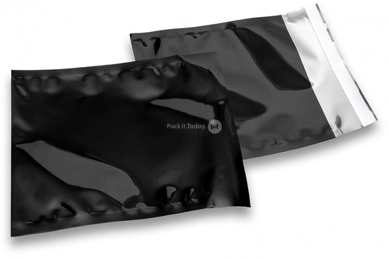 Schwarze Metallic Folienumschläge - 165 x 165 mm