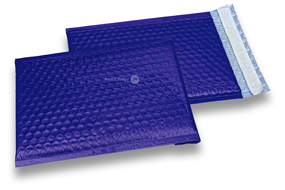 blaue Hochglanz Luftpolstertaschen