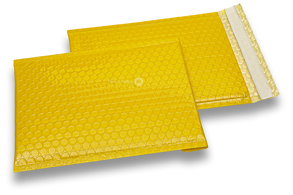 Gelbe Hochglanz Luftpolstertaschen