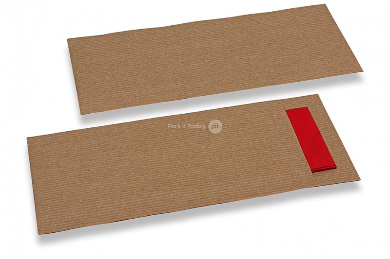 Bestecktasche Braun ohne Besteckschnitt + Rot Papierserviette