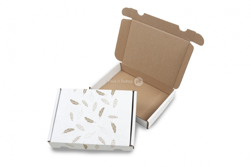 Maxibriefkarton mit Aufdruck - Federn Gold