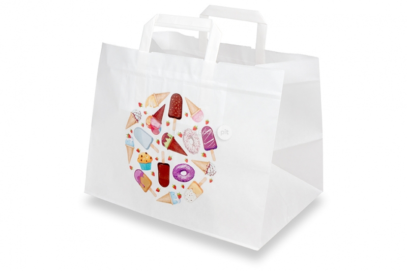 Papiertüten take away - Weiß + Süßigkeiten