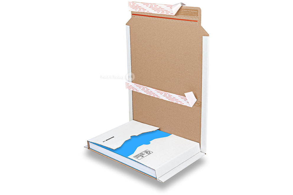 Sie wickeln die Verpackung um das Buch - Weiss