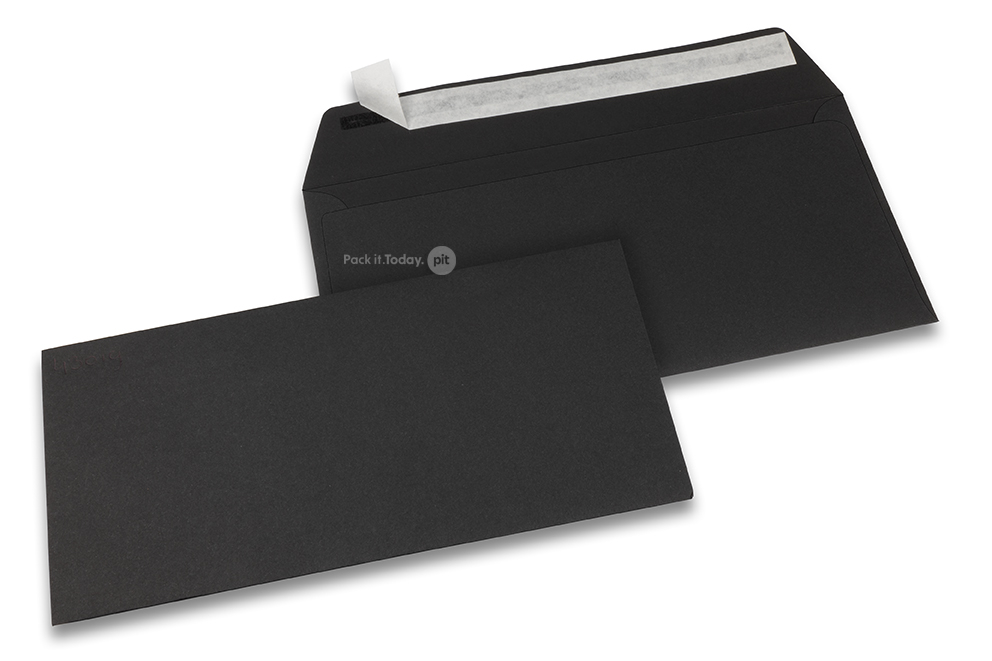 Farbige Briefumschläge Papier -  Schwarz, 110 x 220 mm