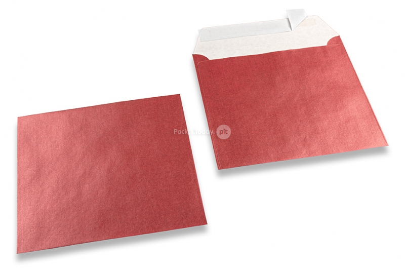 Rote Briefumschläge mit Perlmutteffekt - 155 x 155 mm