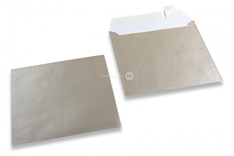 Silberfarbene Briefumschläge mit Perlmutteffekt - 155 x 155 mm