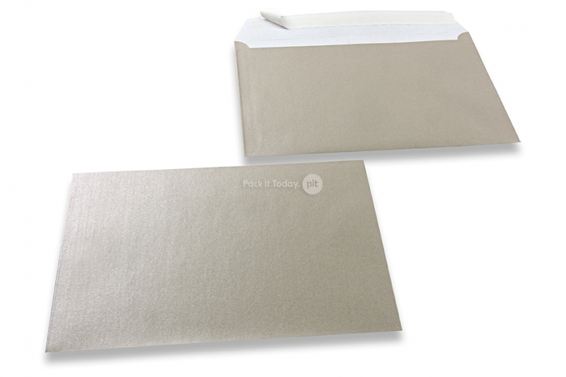 Silberfarbene Briefumschläge mit Perlmutteffekt - 162 x 229 mm