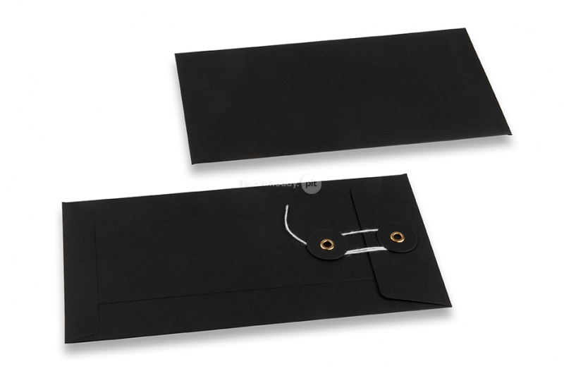 Kartonverpackung mit Kordelverschluss - 110 x 220 mm, schwarz