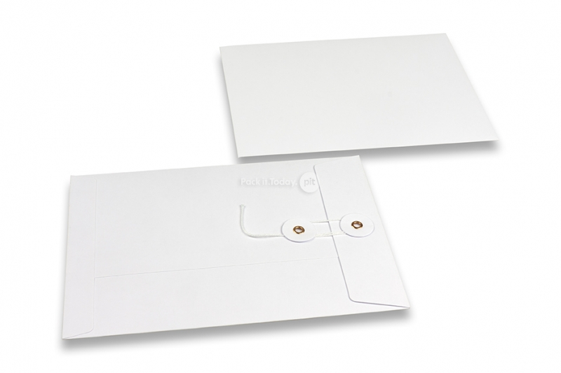 Kartonverpackung mit Kordelverschluss - 162 x 229 mm, weiß