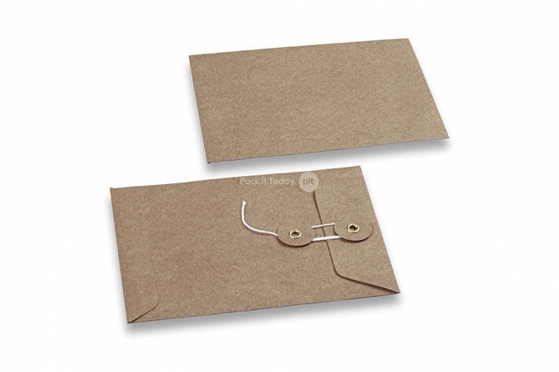 Kartonverpackung mit Kordelverschluss - 114 x 162 mm, braun-kraft