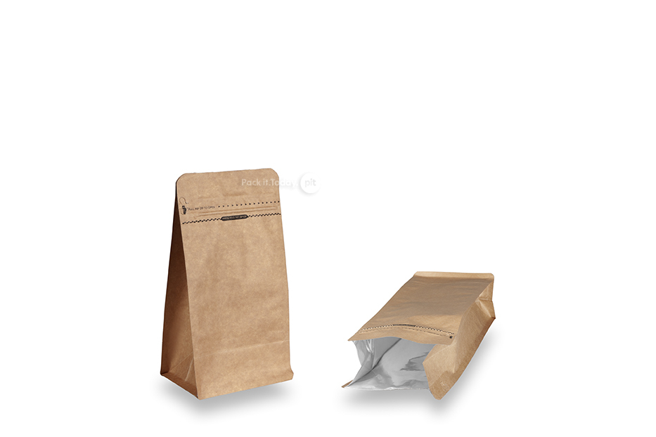 Flachbodenbeutel - Braun, 500 ml / 250 Gramm gemahlenen Kaffee