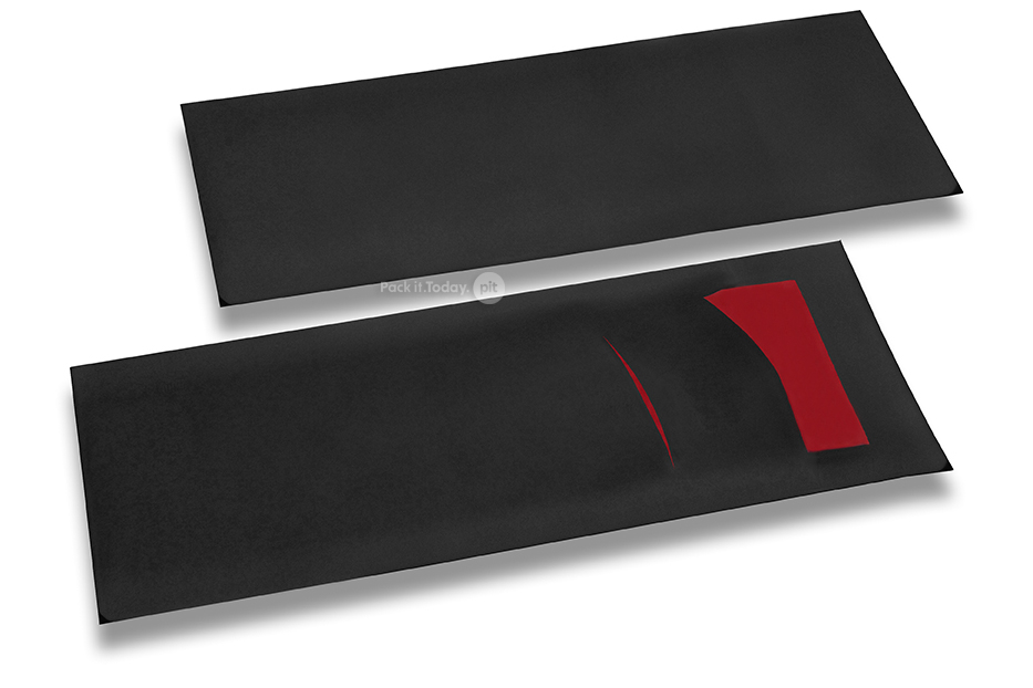 Bestecktasche Schwarz mit Besteckschnitt + Rot Papierserviette