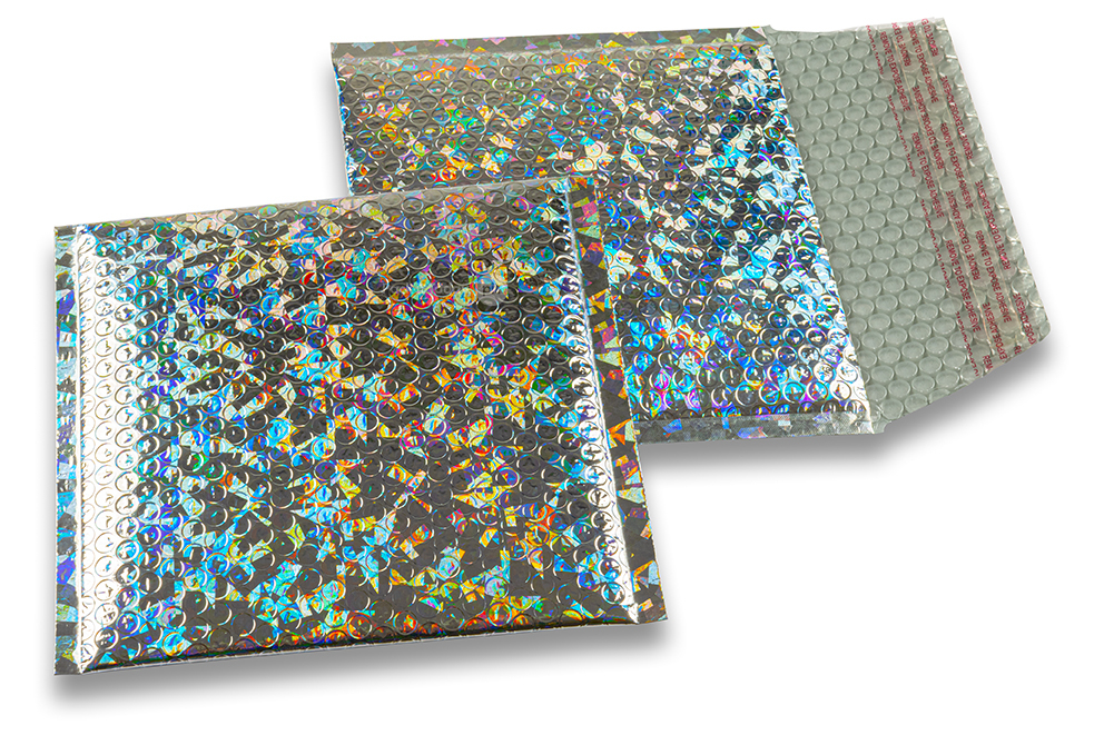 Luftpolstertaschen metallic umweltfreundlich - Silber Holographisch 165 x 165 mm