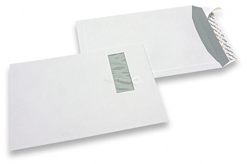 Fensterumschläge, Weiss, 220 x 312 mm (EA4), Fenster links 40 x 110 mm, Fensterposition 20 mm von links und 50 mm von oben, 120 Gramm, haftkleberverschluß 