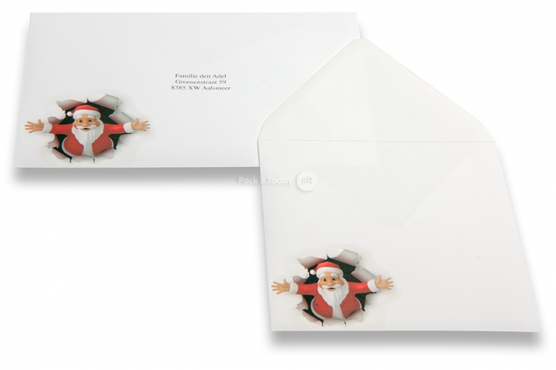 Grußkartenumschläge mit Weihnachtsmotiv - Weiß + 3D Weihnachtsmann