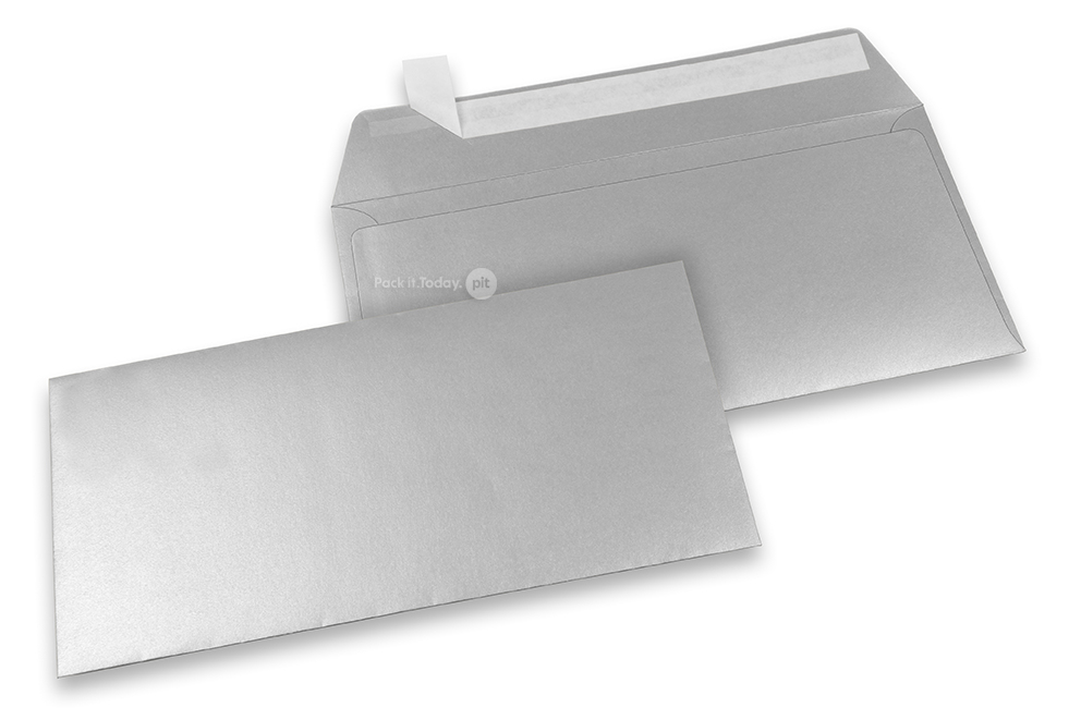 Farbige Briefumschläge Papier - Silber metallic, 110 x 220 mm