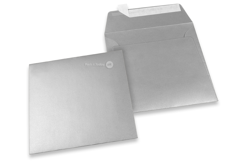Farbige Briefumschläge Papier - Silber metallic, 160 x 160 mm