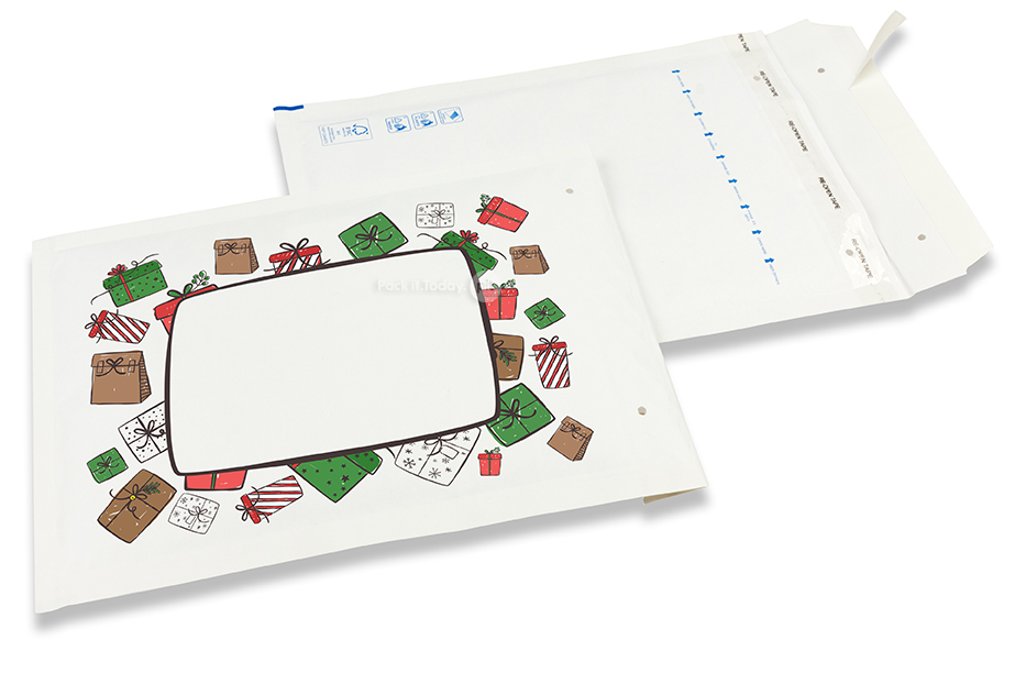 Weiße Weihnachts-Luftpolstertaschen - Geschenke
